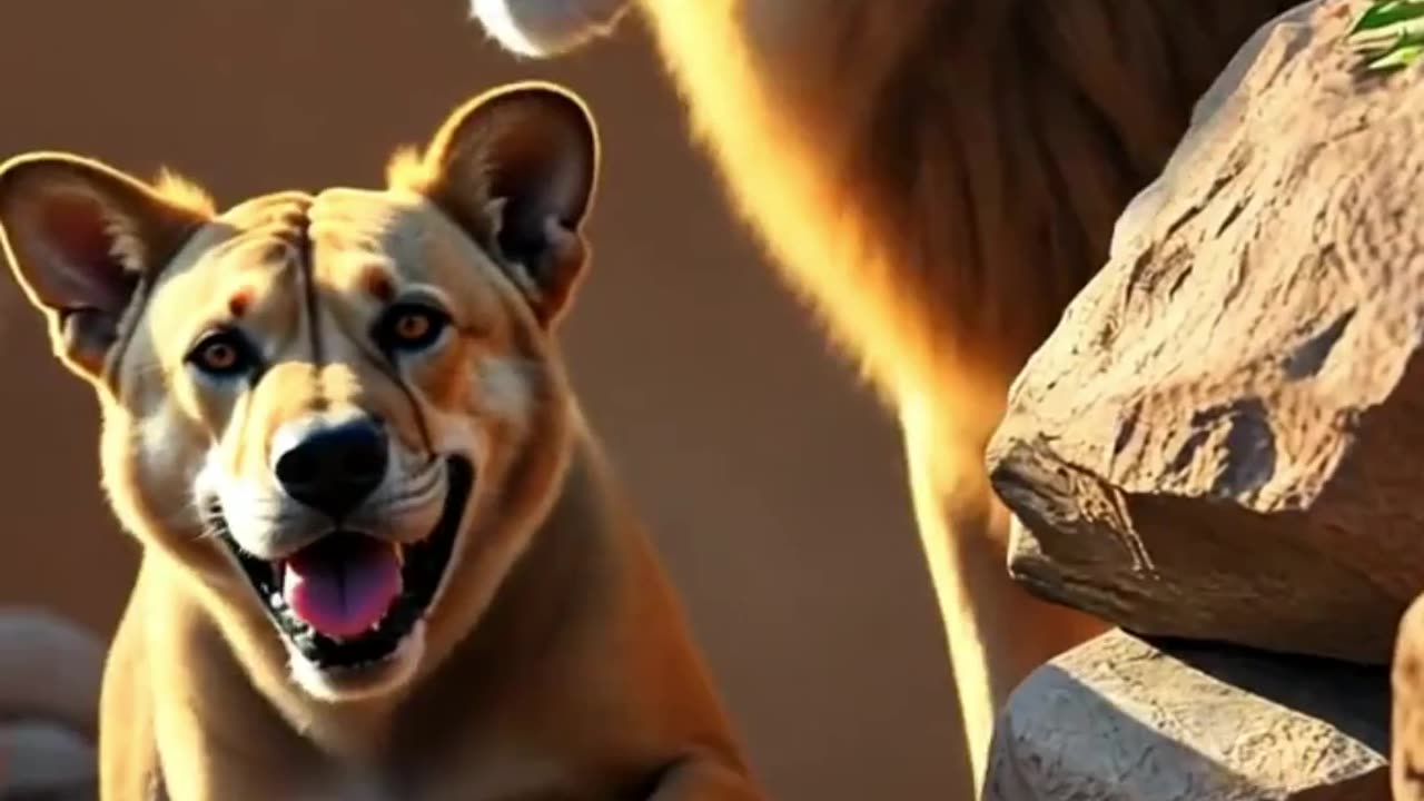Brave Dog Saves Trapped Lion – What Happens Next Will Touch Your Heart#cute #animals #slowmo