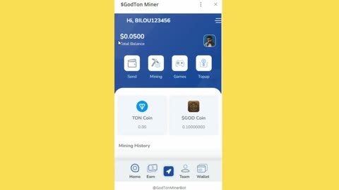 new mining mini app bot telegram godton