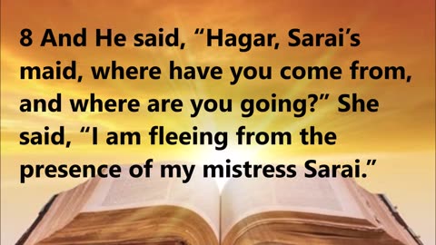 The Angel of the Lord appears to Hagar and instructs her.