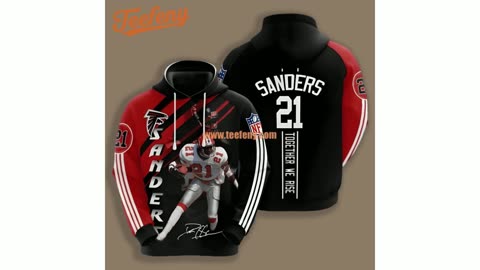 Atlanta Falcons Deion Sanders Player Black 3D Hoodie Pullover