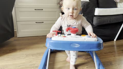 Baby Kayla's First Try in the Old Baby Walker – Tons of Fun & Giggles!