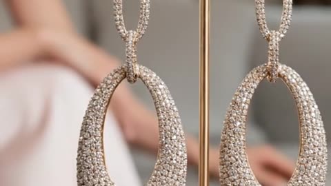 Pave Diamond Hanging Earrings