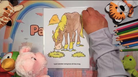 Happy Coloring 🎨 Horse eating Grass🦄