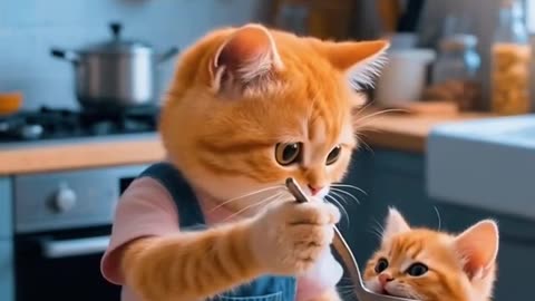 "Cat & Son Cook Fish Fry 🐱🐟 | Funny Lunch Challenge!"