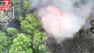 Russian drones hit Ukrainian tank causing it to explode. Near Hryhorivka in the Kharkov region
