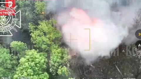 Russian drones hit Ukrainian tank causing it to explode. Near Hryhorivka in the Kharkov region