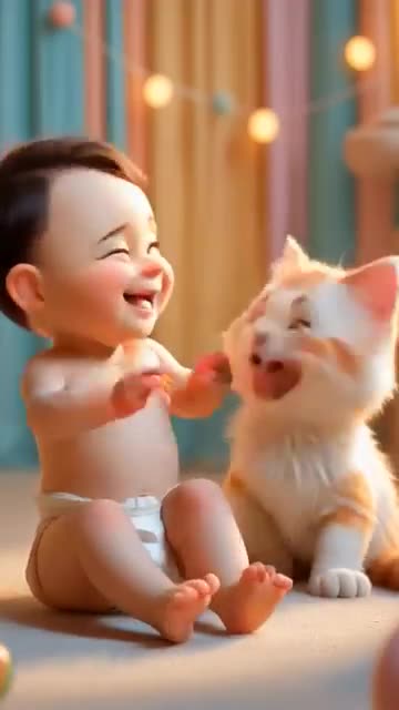 Baby and Kitten Get a Funny Surprise! 😂 | Fart Reaction Moment