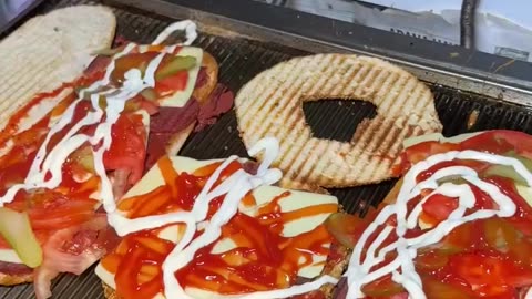 Crushed papparoni and cheese sandwiches