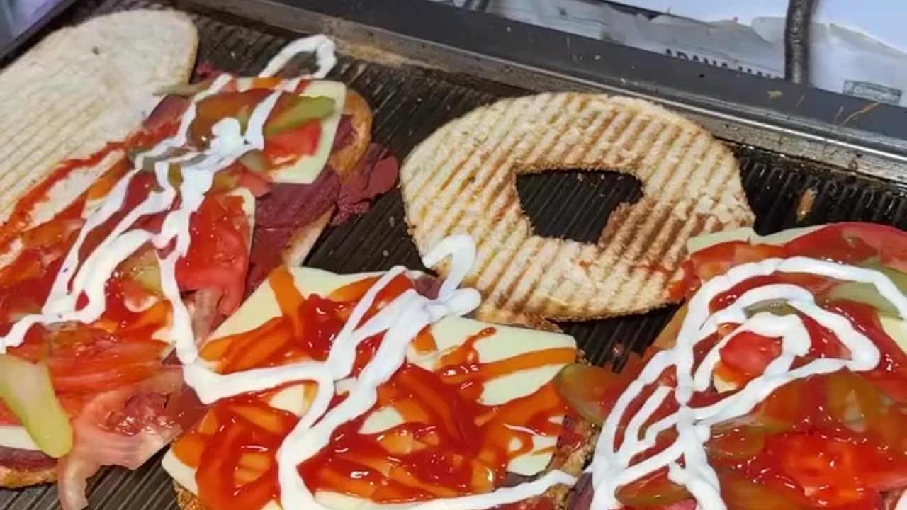 Crushed papparoni and cheese sandwiches