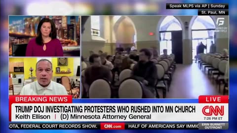 Minnesota AG Ellison says that terrorizing a church service is just 'First Amendment activity.'