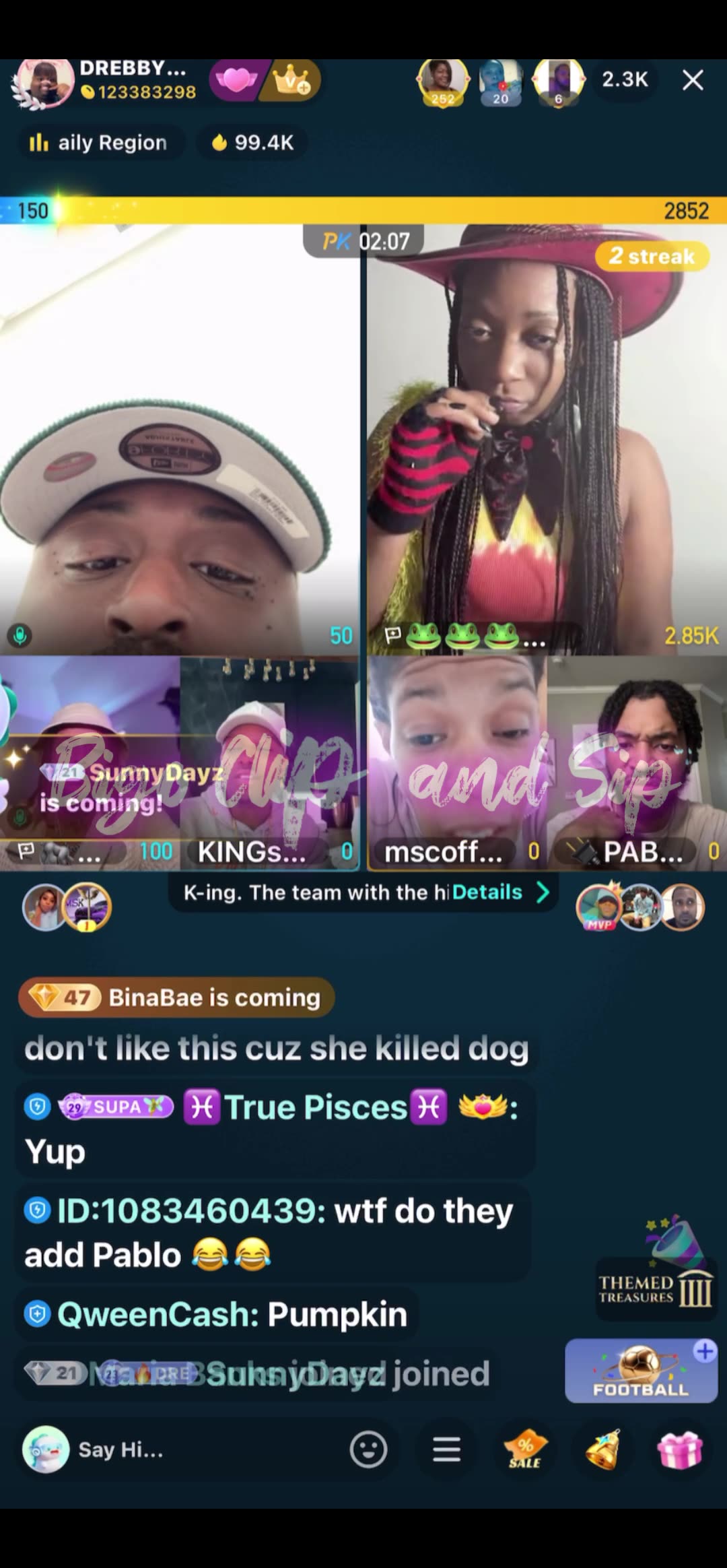 Team pk Veronica takes her eye out ft 21 LateNight Supa DreBaby 8/11/25 #bigoclipandsip