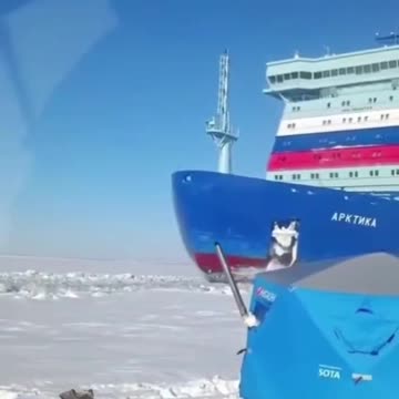 Russian Nuclear Powered Icebreaker Ship in Action