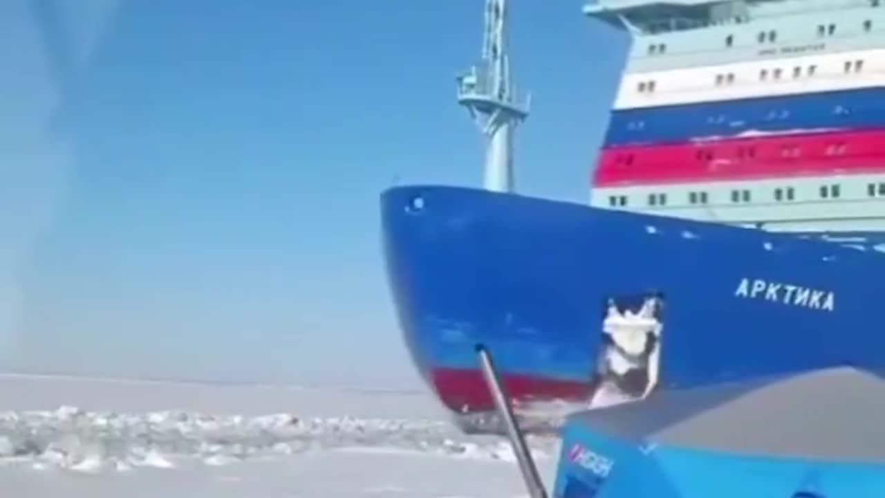 Russian Nuclear Powered Icebreaker Ship in Action