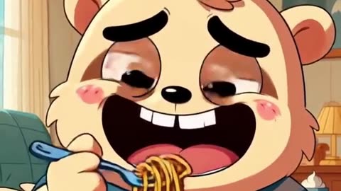 Finn eating plate of spaghetti #foryou #cuteanimal #shorts #finn #cartoon #finncartoon