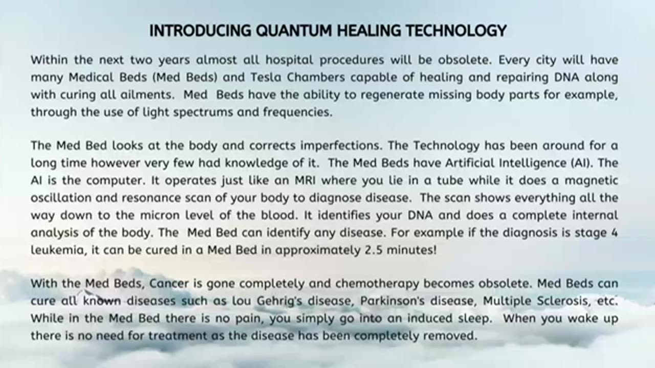 QUANTUM HEALING MED BEDS TECHNOLOGY