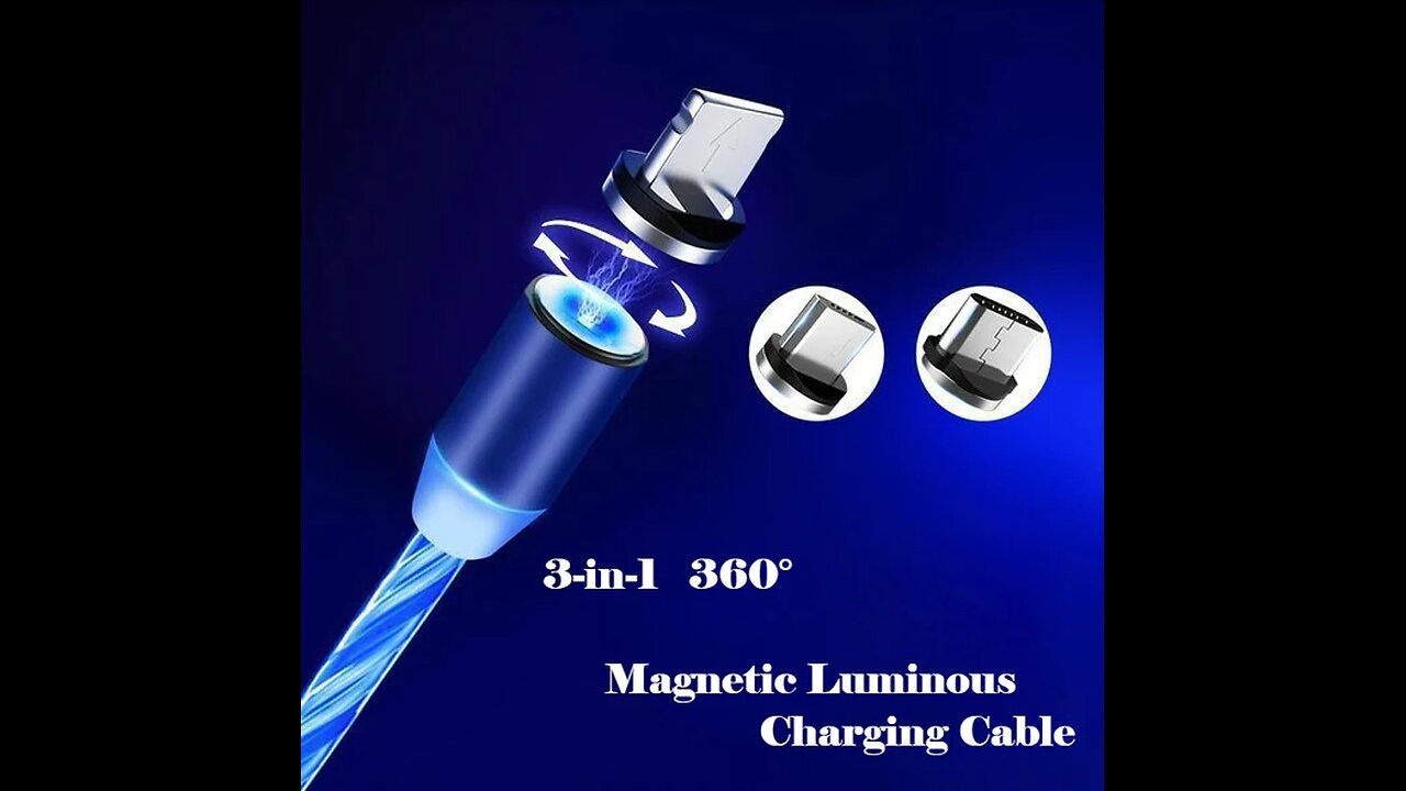 3-in-1 & 360° Rotatable Magnetic Luminous USB Data Cable