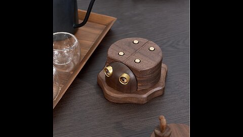 Cute Beetle Wooden Coaster, Set of 4, for Home & Office