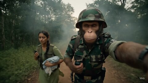 monkey apni gf k Sath baby ko bachny ja raha ha
