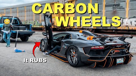 Lambo owner has to change wheels to drive.. FULL CARBON AVENTADOR