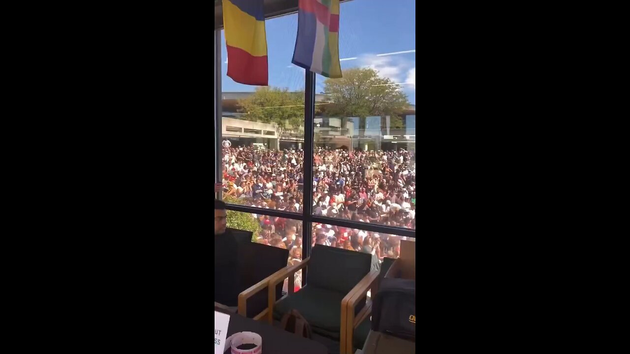 Shooter spotted on the roof running.