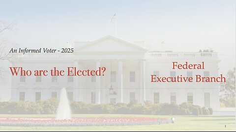#7 - Who are the Elected? Federal Executive Branch 2025 - Skeet Arasmith