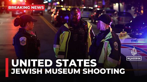 Two shot outside Jewish museum in Washington_ DC_ US media