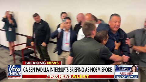 Calif Sen. Alex Padilla detained after storming Noem news conference