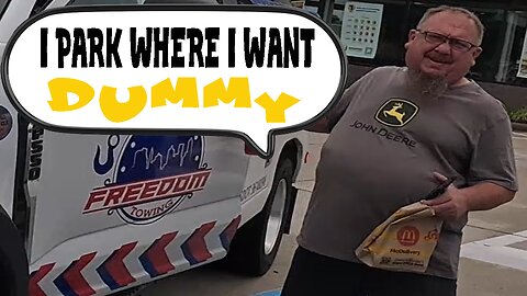 Illegally Parked Freedom Towing Driver Calls me Dummy and Flips me off for calling him out