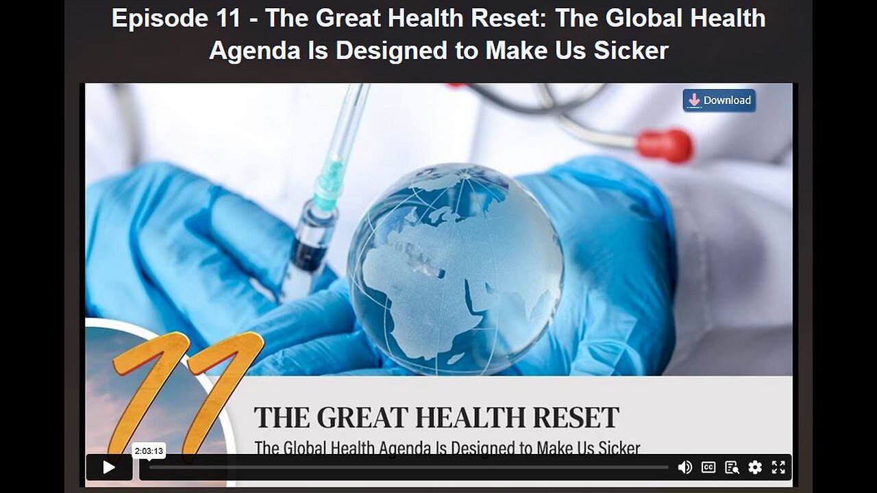 HEALING REVOLUTION SERIES: EPISODE 11- The Great Health Reset: The Global Health Agenda Is Designed to Make Us Sicker