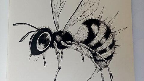Drawing a Zinger🐝 from Donkey Kong Country in pen and ink