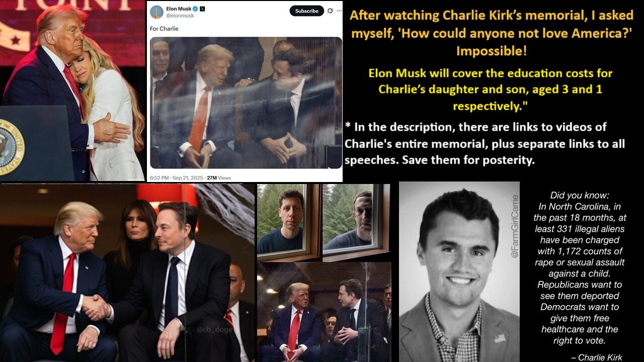 After watching Charlie Kirk’s memorial, I asked myself, 'How could anyone not love America?' Impossible!.. Elon will cover the education costs for Charlie’s daughter and son, aged 3 and 1 respectively.