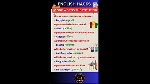 One word substitution important for upcoming exam ssc cgl nda, railway #studyhacks123 #english