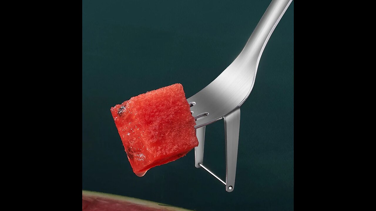 Stainless Steel 2-in-1 Watermelon Fork Cutter, Include 5 Small Fruit Forks