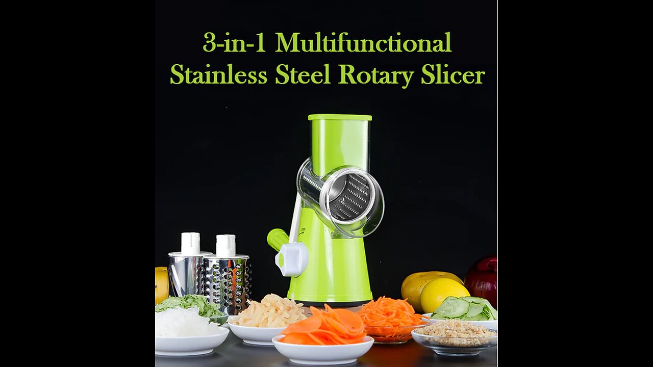 3-in-1 Multifunctional Stainless Steel Rotary Slicer, For Vegetable, Cheese & More
