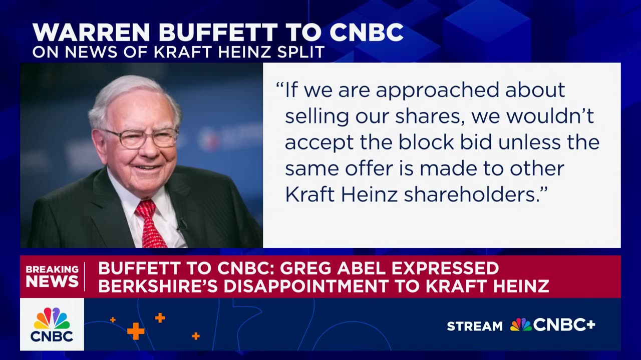 According to Warren Buffett, the Kraft-Heinz separation has "disappointed" him.