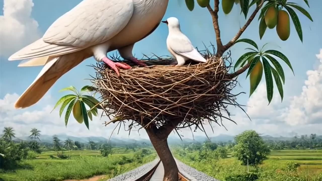 The pigeon plants a mango tree 🎄on the track