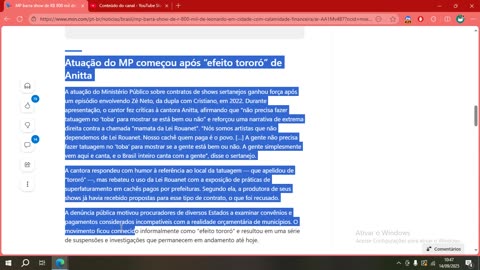 MP barra show de R$ 800 mil de Leonardo em cidade com calamidade financeira