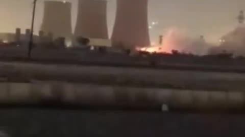 Fire around the Montazer Qayem power plant complex in Karaj, Iran