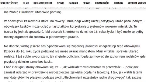 Obowiązek - kaski dla rowerzystów - owczarska moralność.