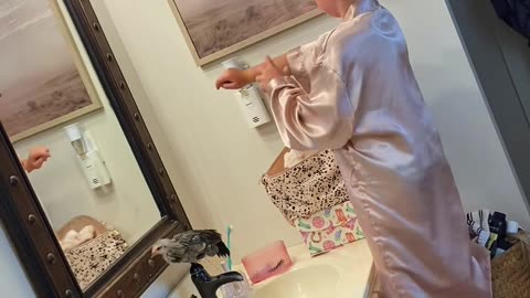 Girl Gets Ready With Her Pet Chicken