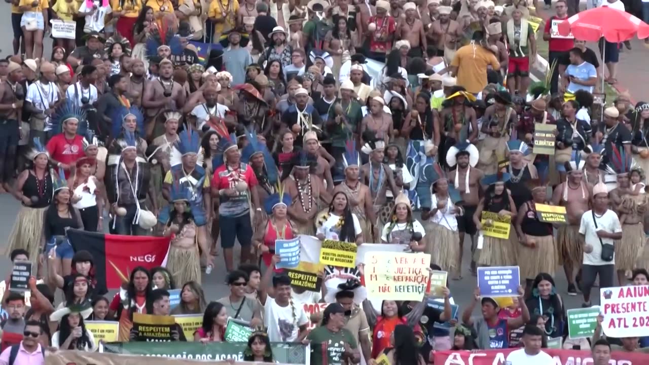 Indigenous groups rally in Brazil's capital to demand land rights