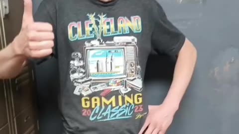 Matt Kalis from Strongsville Ohio Wearing Cleveland Gaming Classic 2023 T-Shirt