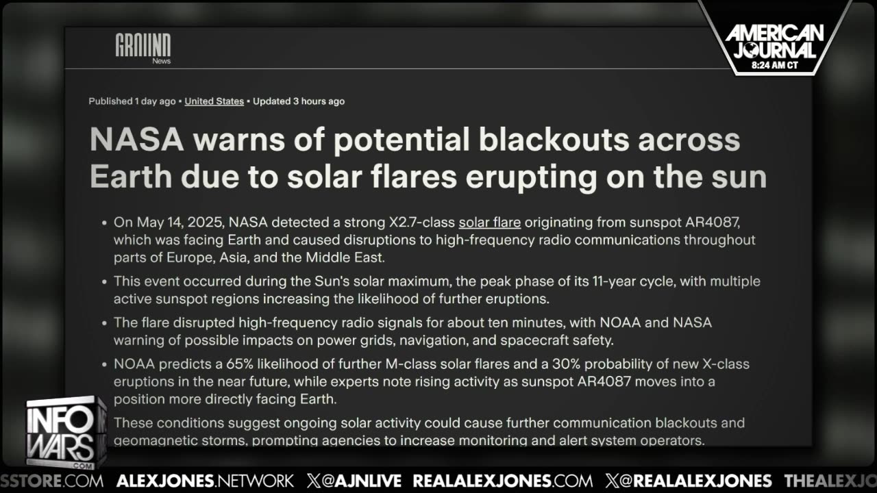 NASA Warns of Potential Blackouts Across Earth Due to Solar Flares Erupting on the Sun