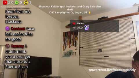 07/23/25 Blackout Andy VOD: "6 pack stream free TTS"