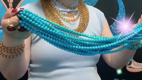 250527-12 Sleeping Beauty Turquoise Bead Strand: Blue Rhapsody Around the Neck