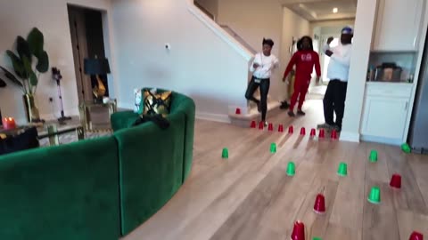 FIND & STEP ON THE CUP TO WIN CASH PRIZES *WHILE BLIND FOLDED* | VLOGMAS DAY 15