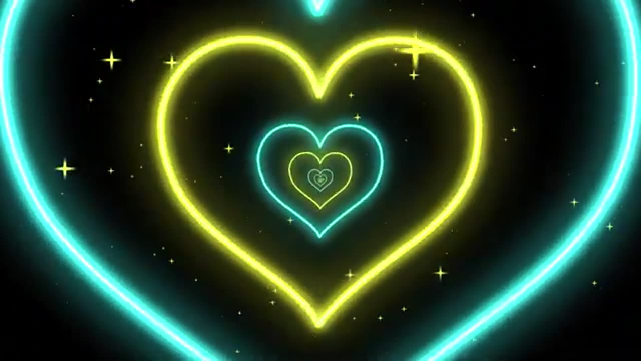 1175. Teal and Yellow heart tunnel background and 💛 🩵 abstract TV wallpaper screensaver