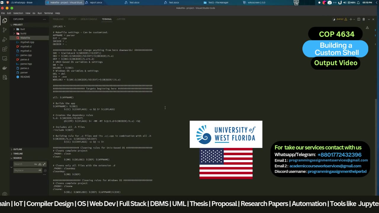 Student Work(Project) | COP 4634 Project - Custom Shell Implementation | UWF