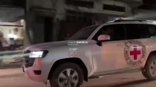 The Red Cross convoy with the kidnapped space coffin on its way to IDF forces