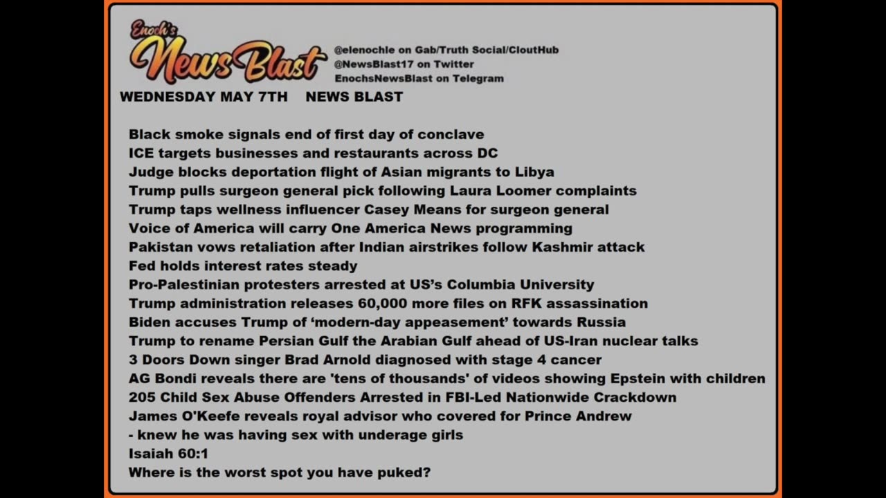 Wednesday May 7, 2025 News Blast
